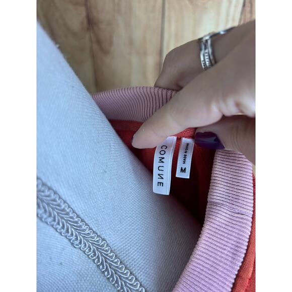 Comune Crewneck Colorblock Sweatshirt Pink/Coral Women's Size M - Picture 4 of 6